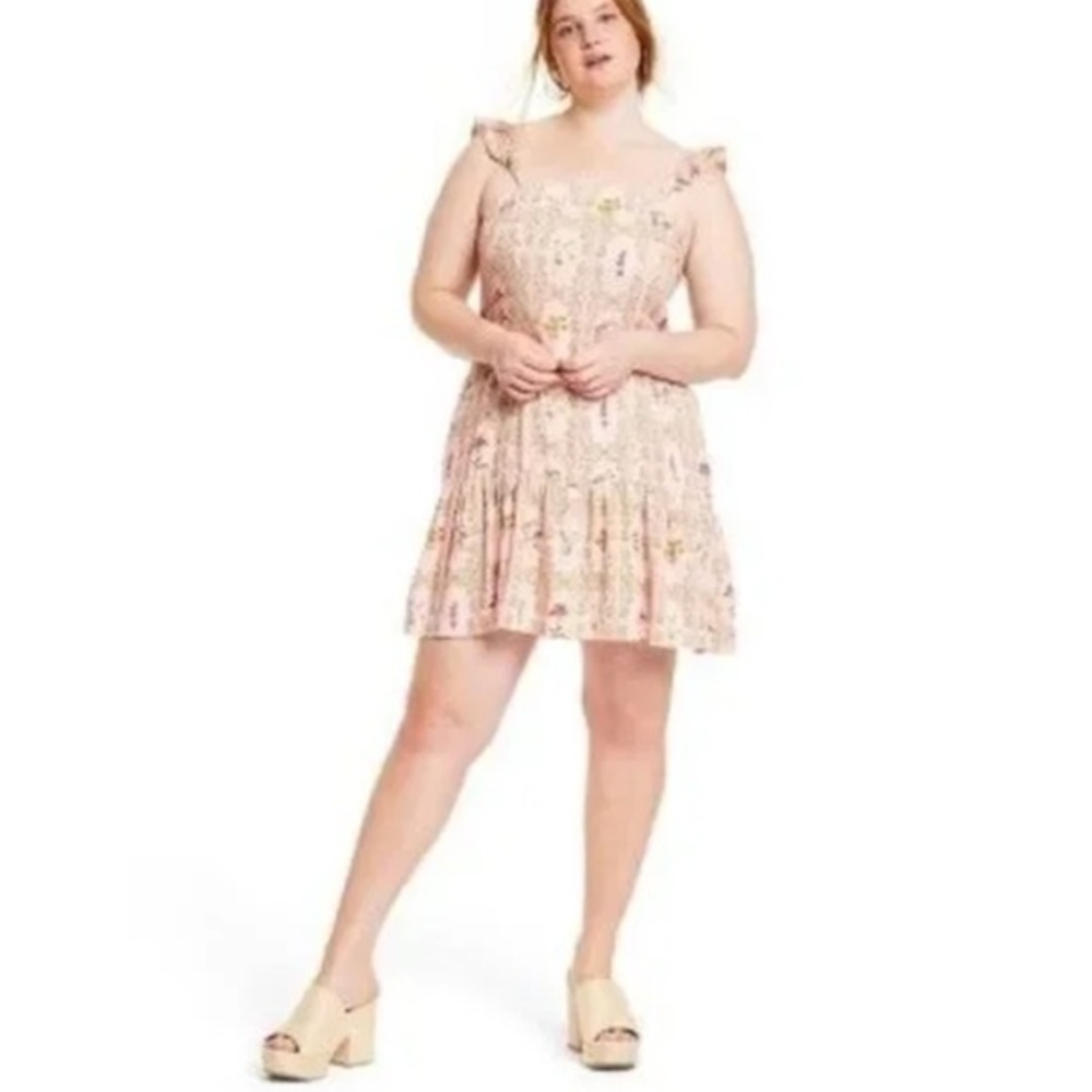 Agua Bendita X Target Dainty Floral Tile Print Flutter Sleeve Mini Dress XXL